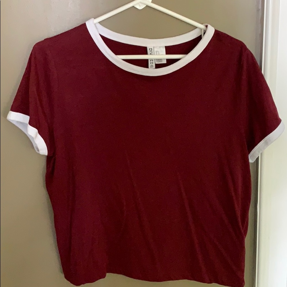 h&m maroon ringer top